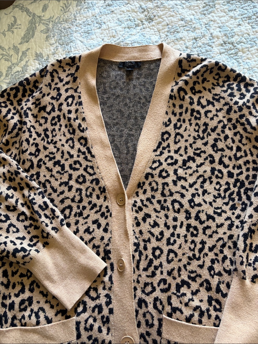 J. Crew Tan and Black Leopard Print Cardigan